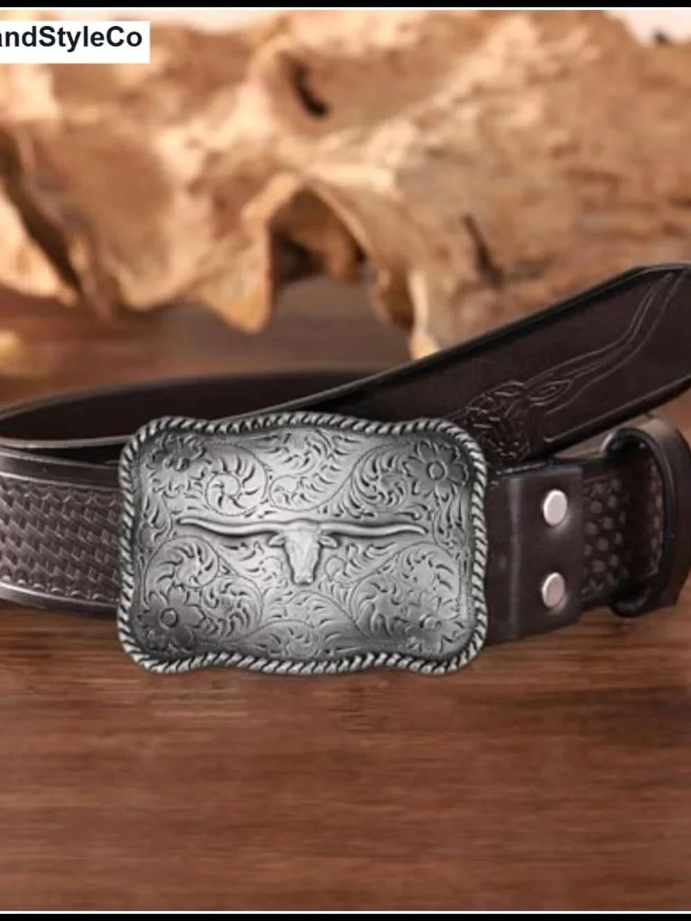 Western Cowboy Belt Buckle - Longhorn Rodeo Texas Antique Style Zinc Alloy